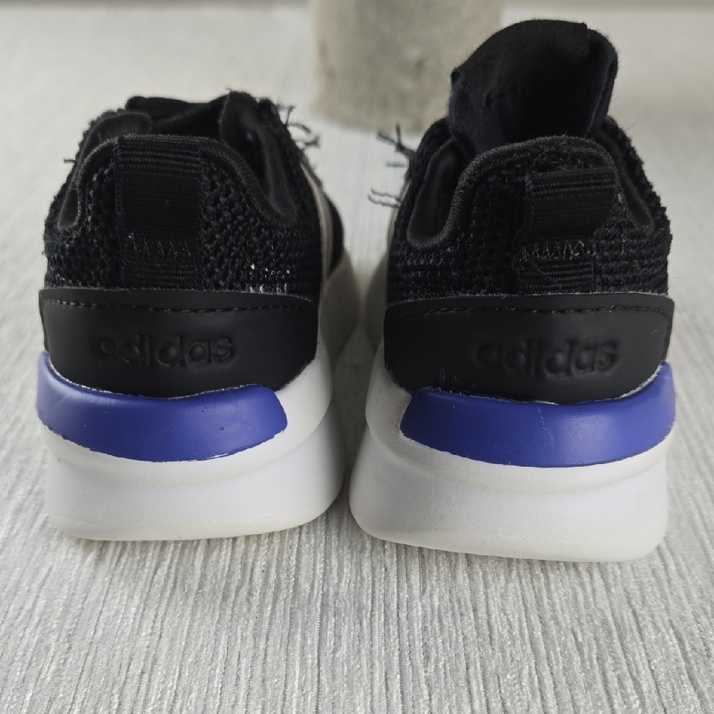Kids Adidas Black White 3 Stripe‎ Mesh Sneakers Size 5K - Picture 7 of 15